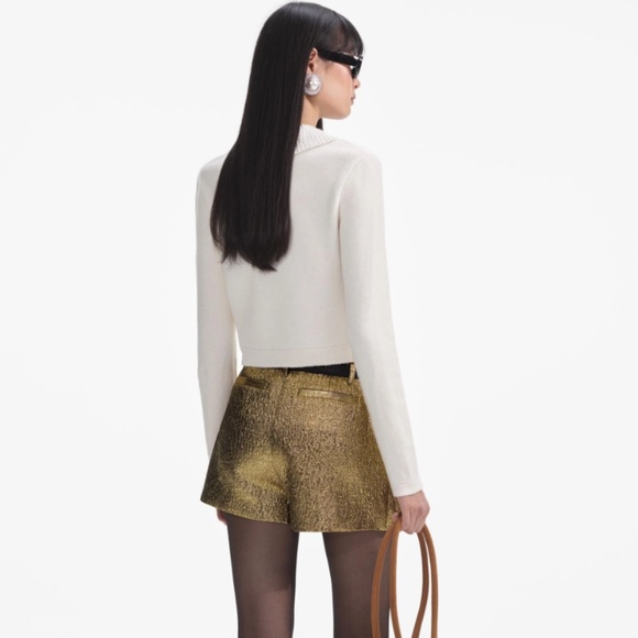 self-portrait Cream Pearl Collar Alpaca Wool Knit Top Size: L - MSRP $465 - NWT - Picture 3 of 5